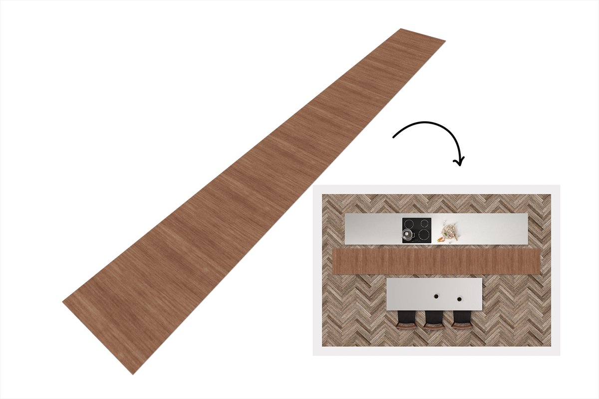 KitchenYeah Keukenloper 400x50 cm - Keukenmat vinyl Hout - Boomstronk - Patronen - Keukenmatten loper - Keuken vloerkleed tapijt