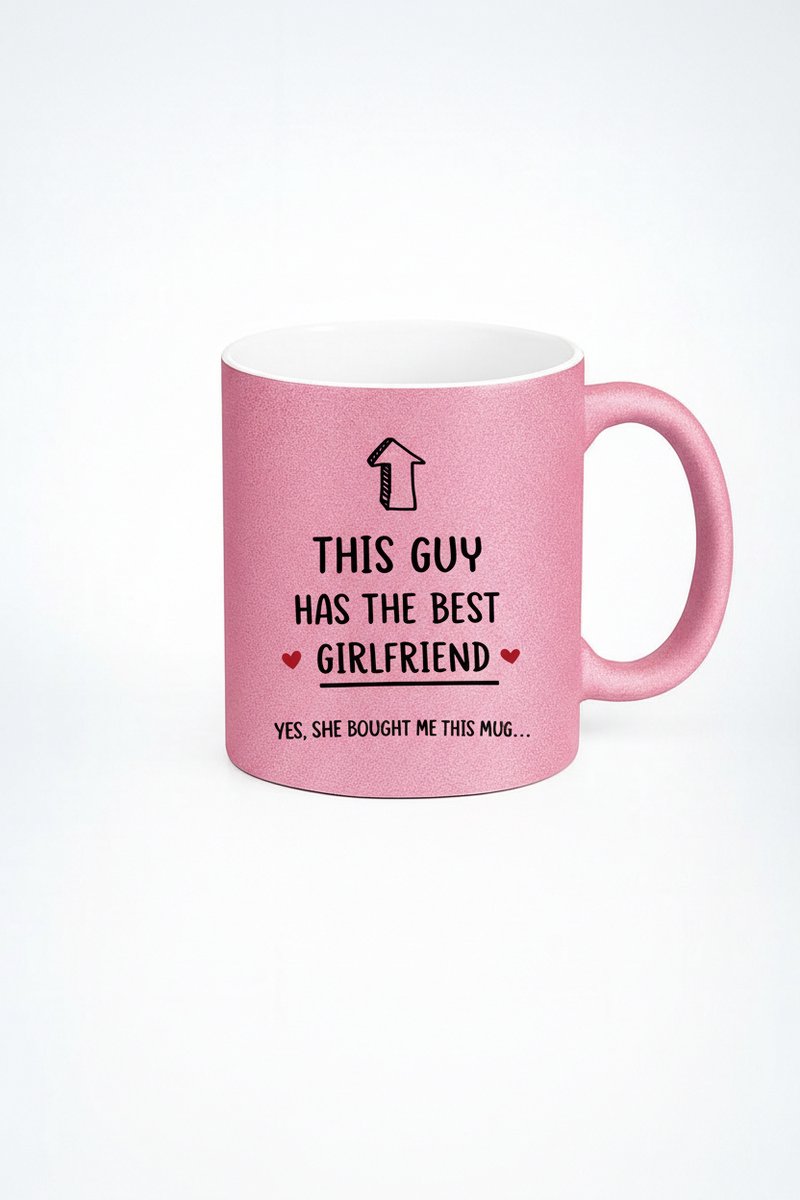 Grappige Roze Glitter Mok 'Beste Vriendin' Cadeau voor Vriendje - Uniek Design