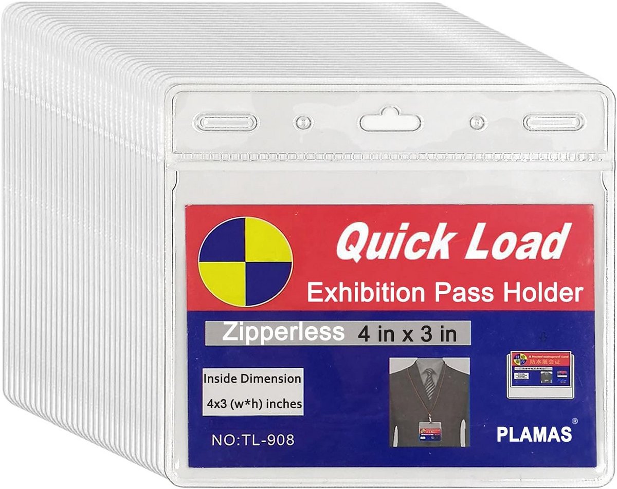 100 Stuks Naam Badge Houders Horizontaal - ID Kaarthoezen Zonder Ritssluiting