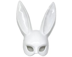 Konijnenmasker Wit - Halloween Masker met Lange Oren - Kostuum Accessoire Cosplay