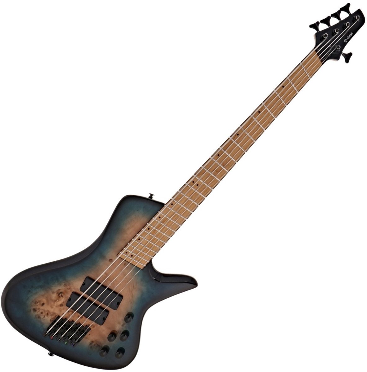 G4M 972 Fanned Fret 5-snarige Basgitaar, Blue Burl Burst