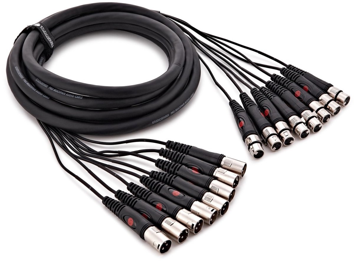 Studiospares 8-weg voorgevormde XLR (F) - XLR (M) kabelboom, 5m