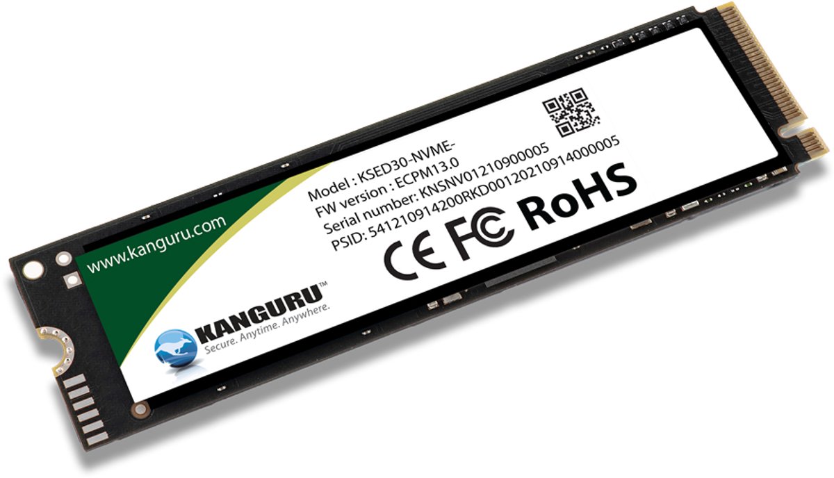 Kanguru – Defender SED30 – 8 TB – M.2 NVMe – Self-Encrypting SSD – Secure Firmware - Opal Compliant - Zwart