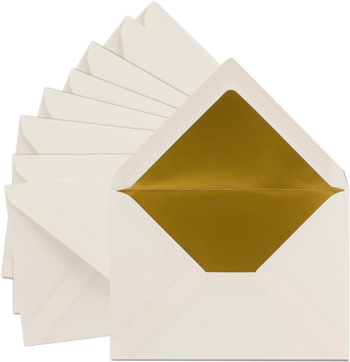 Natuurwit C5 Enveloppen met Gouden Voering (200 Stuks) - Perfect voor Kaarten en Uitnodigingen