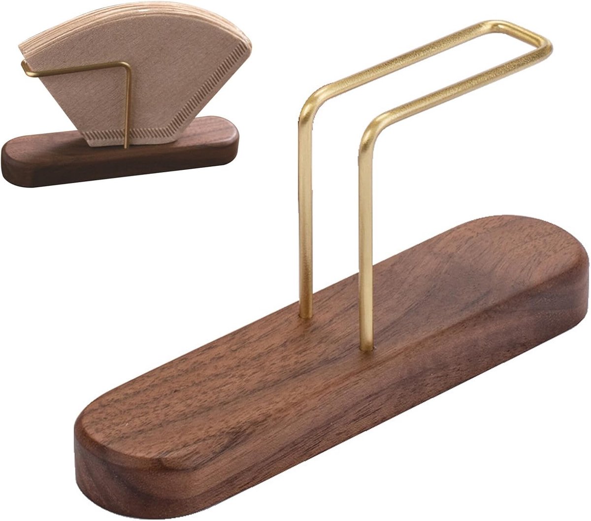 Filterhouder voor koffiefilters - Opbergaccessoire - A-walnoothout