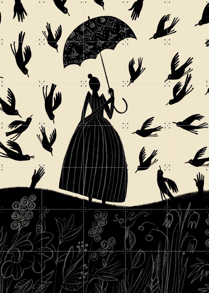 IXXI A Bird in a Hand, Jeska Verstegen - 100 x 140 cm - Gratis ophangtool - Grote wanddecoratie en posters - Line art, Vintage, Illustraties