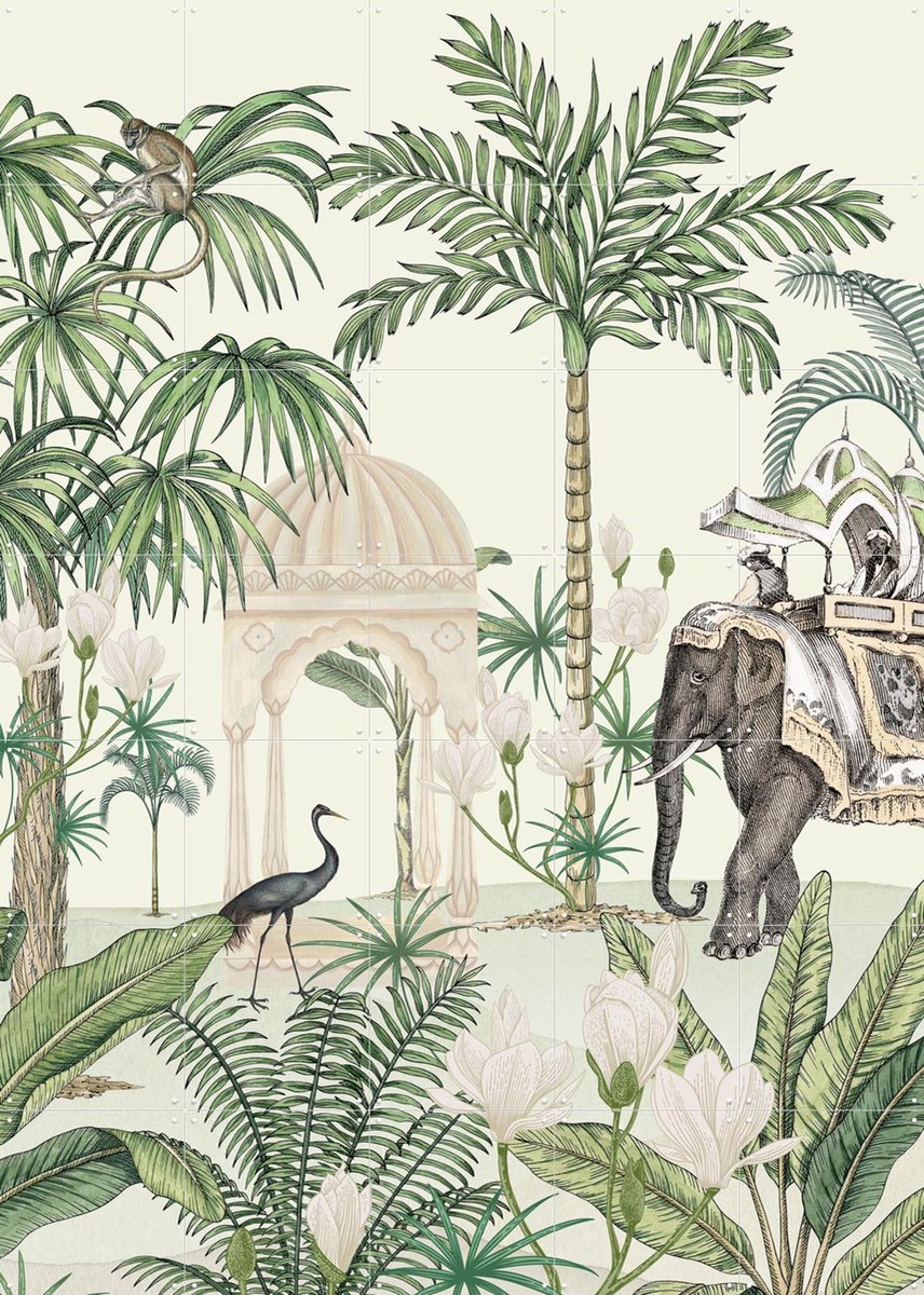 IXXI Jungle Walk, Creative Lab Amsterdam - 100 x 140 cm - Gratis ophangtool - Grote wanddecoratie en posters - Naturalisme, Illustraties, Woonkamer