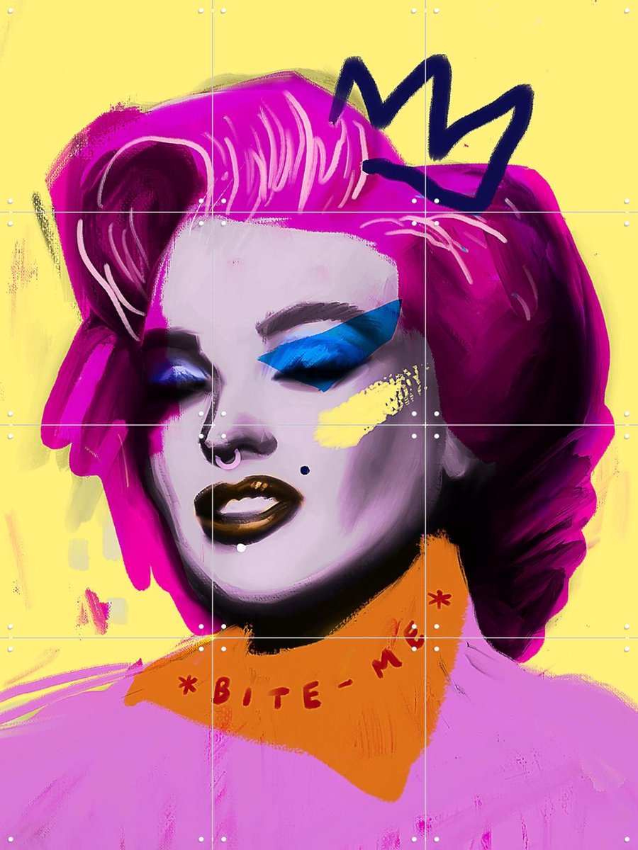 IXXI Blond Bombshell Marilyn, Pop-art by Tadej - 60 x 80 cm - Gratis ophangtool - Grote wanddecoratie en posters - Pop art, Digitale Kunst, Kleurrijk