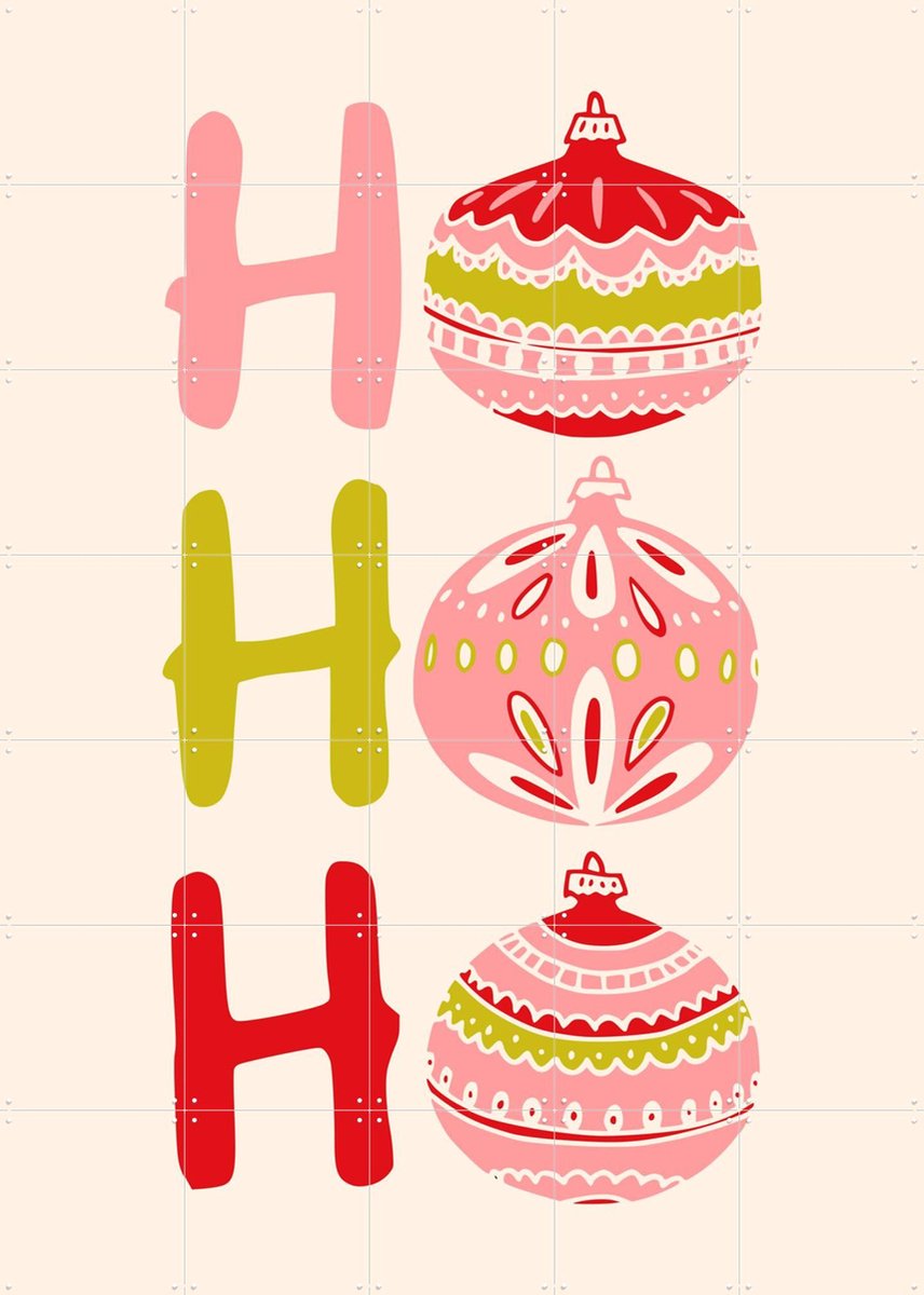 IXXI HoHoHo - roze, Annick & Various - 100 x 140 cm - Gratis ophangtool - Grote wanddecoratie en posters - Typografie, Speels, Grafisch Ontwerp