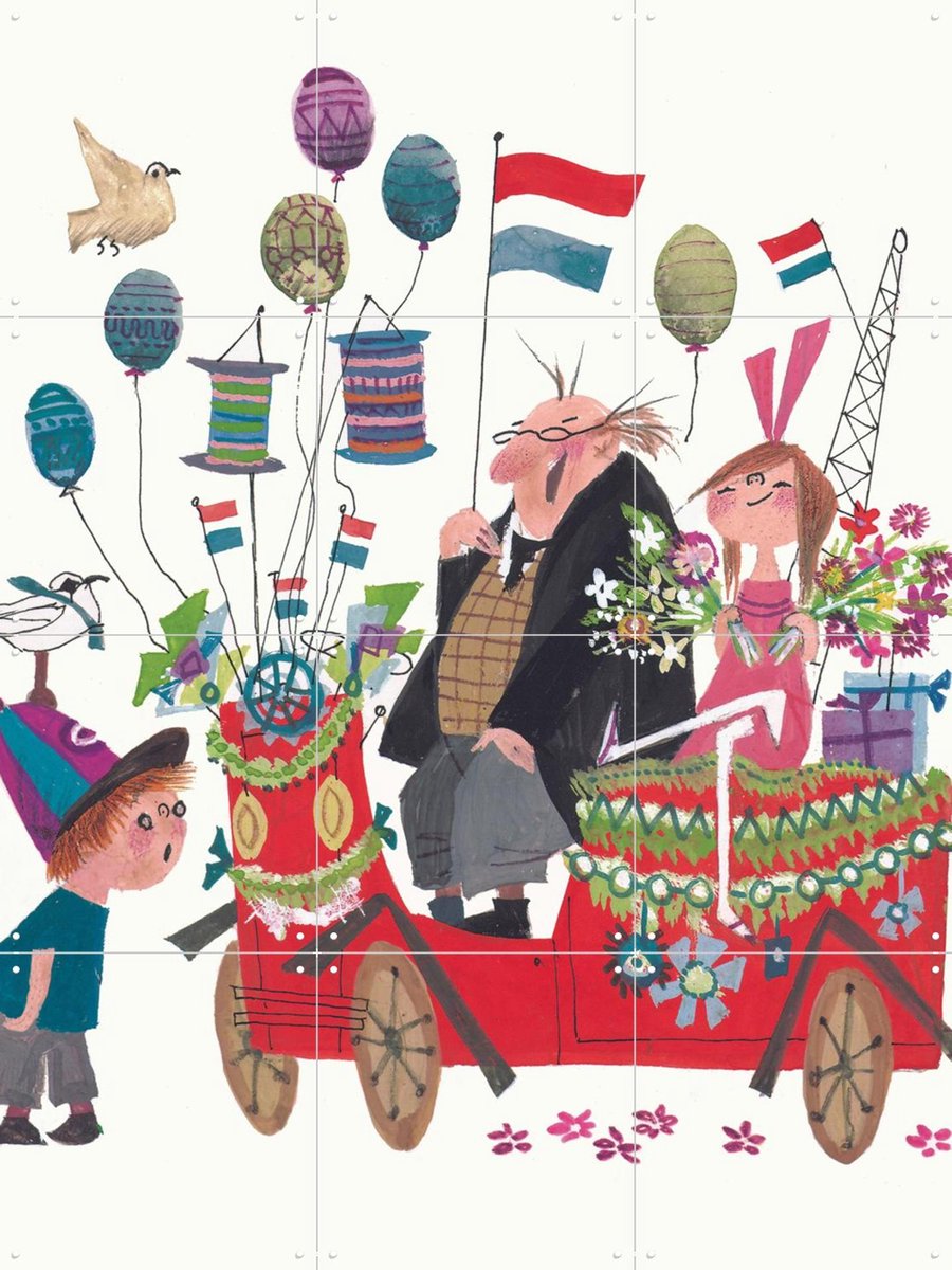 IXXI Feestje, Fiep Westendorp - 60 x 80 cm - Gratis ophangtool - Grote wanddecoratie en posters - Illustraties, Kleurrijk, Speels, Vintage