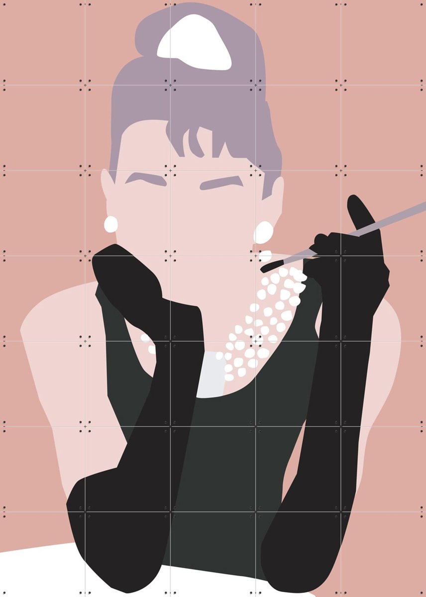 IXXI Audrey, Helena Ravenne - 100 x 140 cm - Gratis ophangtool - Grote wanddecoratie en posters - Illustraties, Minimalisme, Pop art, Grafisch
