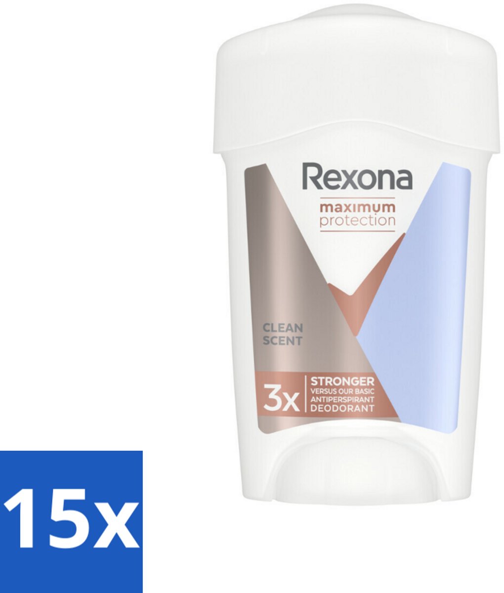 Rexona Deodorant Stick Cream Maximum Protection Clean Scent 45 ml - Bulkverpakking - 15 stuks