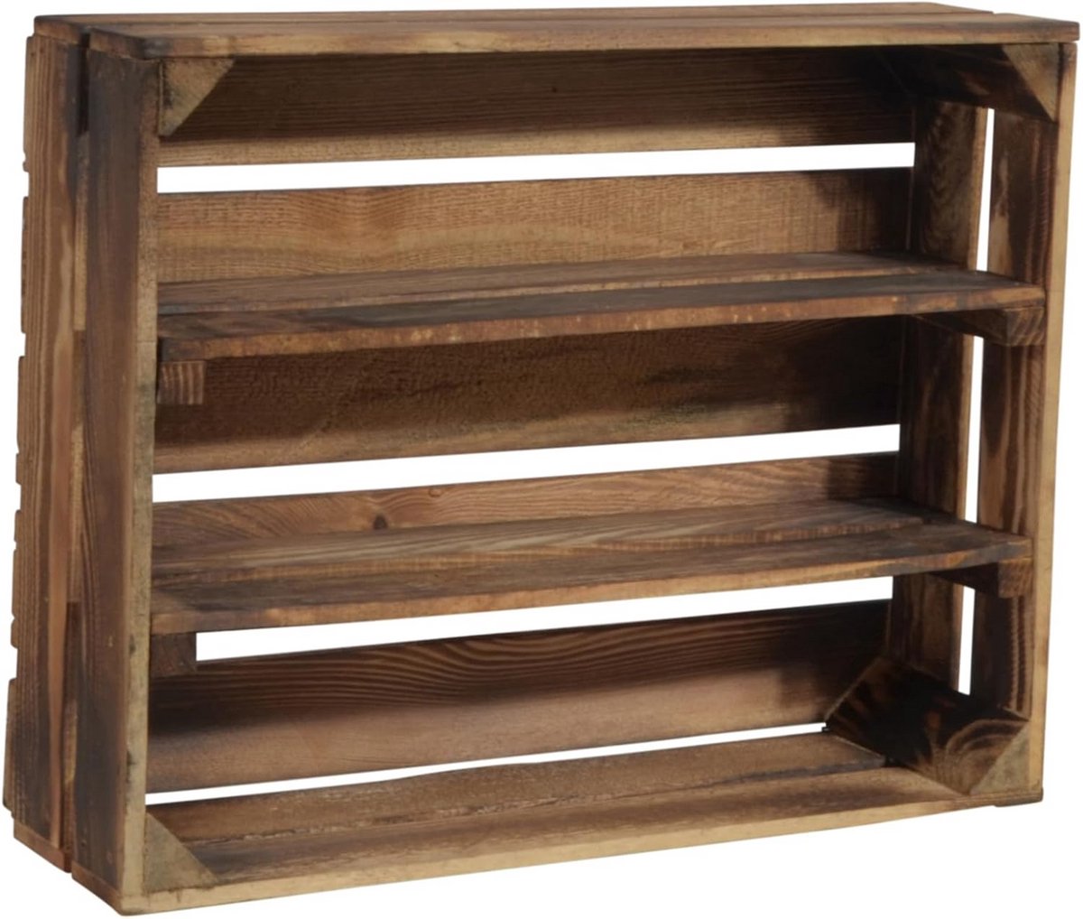 Houten Wandrek of Plank met 2 Lange Planken - Gevlamd Hout 50x40x15cm