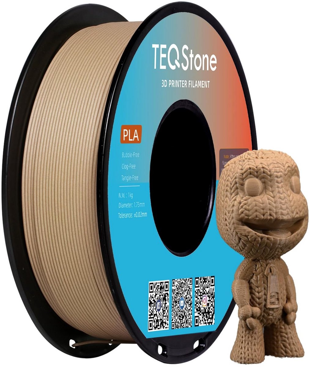 PLA Filament Hout 1.75mm 1KG - Walnootkleur met Echte Houtvezels voor 3D-Printer