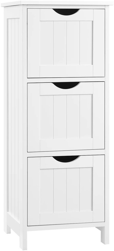 Vedder House - Armoire à tiroirs - Blanc - 3 étages - Armoire à tiroirs - 32 × 30 × 81 cm - Bois - Petit meuble - Armoire de rangement