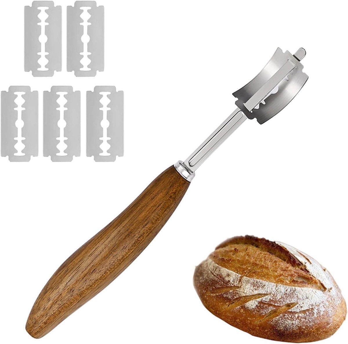 Brood Snijder voor Broodscoring - Bakkers Snijmes met Lederen Cover - 5 Messen