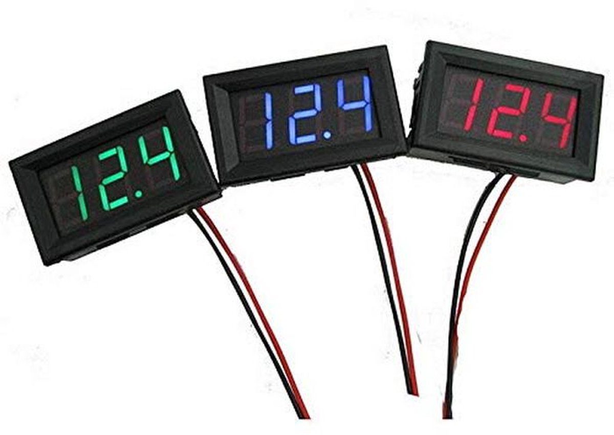 Digitale LED Voltmeter DC 4.7-30V Spanningsmeter voor Auto en Motor Groen Display