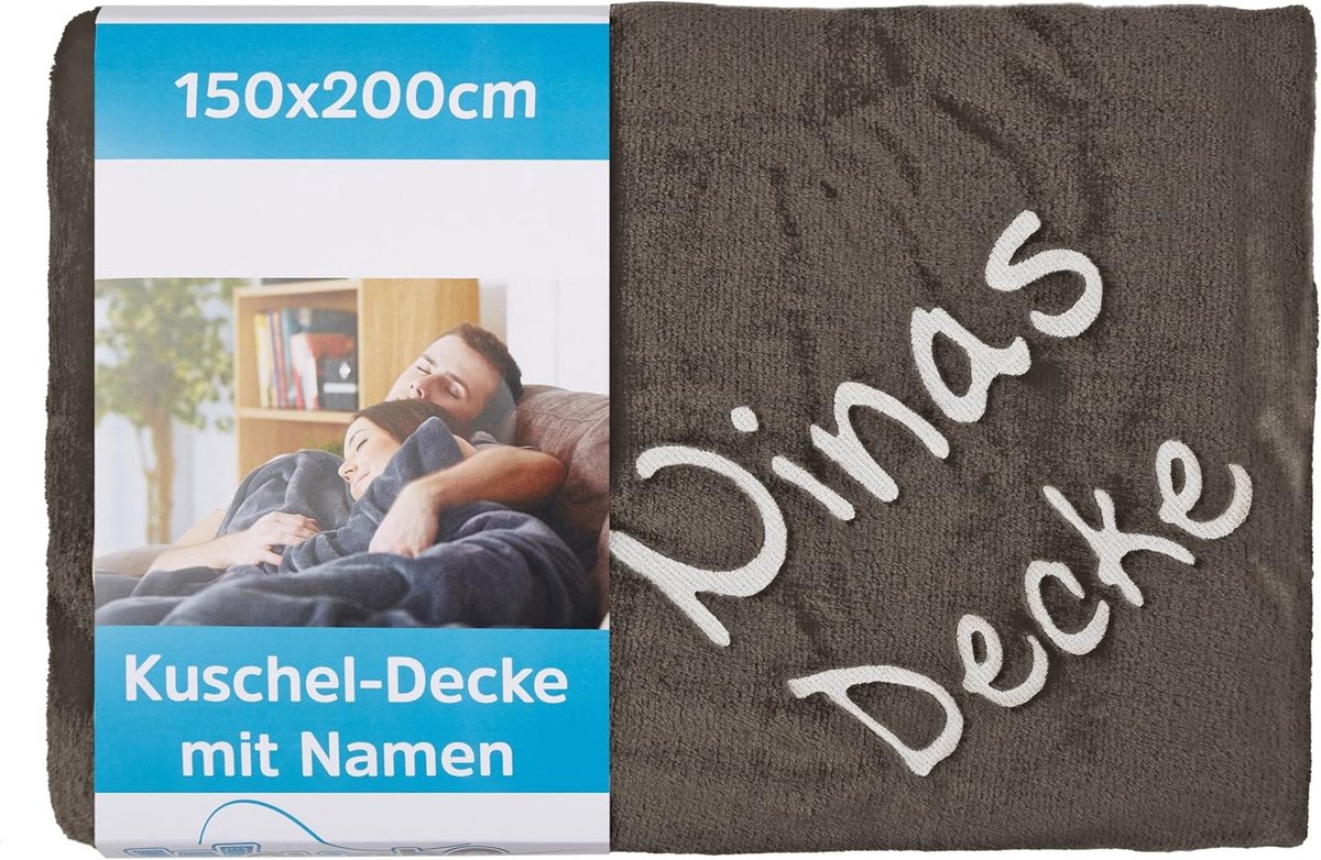 Luxe Geborduurde Woondeken met Naam - 200x150cm - Warm en Zacht Sofa Accessoire