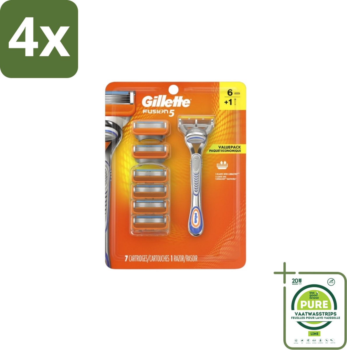 Gillette - Fusion5 – Houder + 6 Mesjes - Voordeelverpakking - 4 stuks - Scheermesjes - Glad scheeren