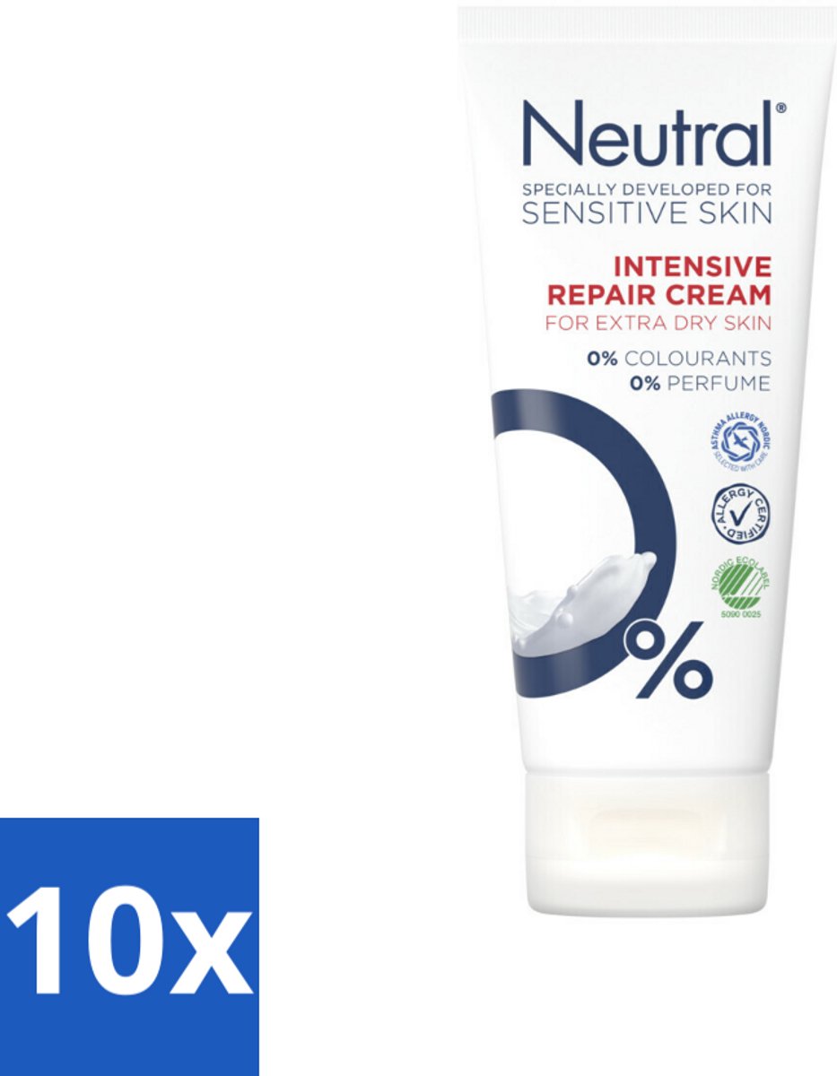 10 x Neutral – Bodycrème – 0% Intensive Repair – 100 ml - Gevoelige Huid - Droge Huid - Herstelcrème - Vochtigheid - Allergie
