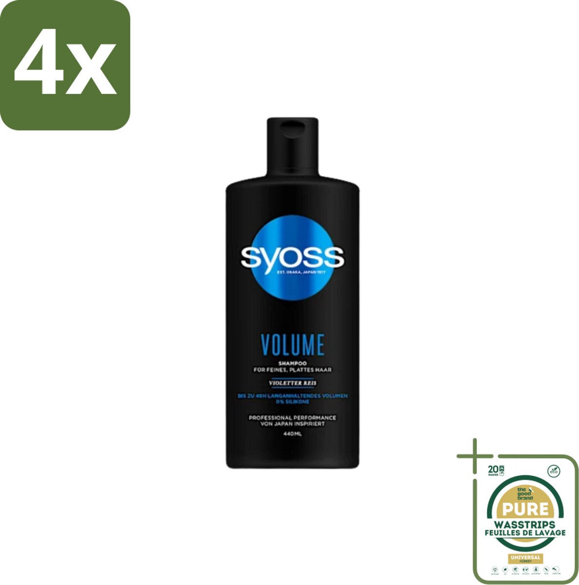 Syoss – Shampoo – Volume – 440 ml - Voordeelverpakking - 4 stuks - Slap haar - Haar body