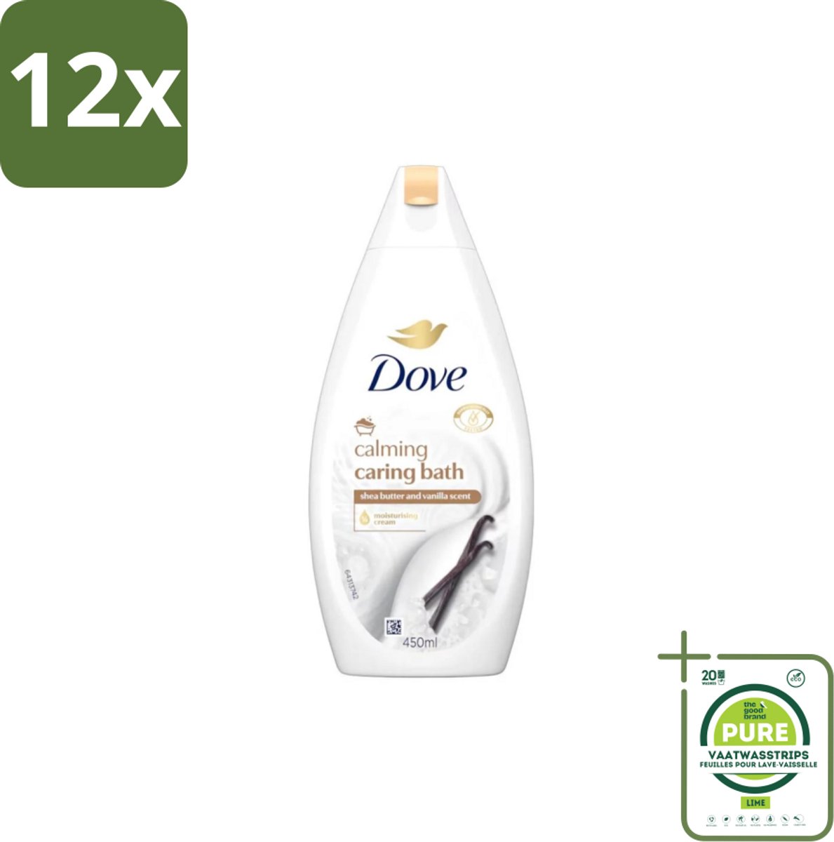 Dove – Badcrème – Sheaboter & Vanille – 450 ml - Voordeelverpakking - 12 stuks - Badcrème - Sheaboter