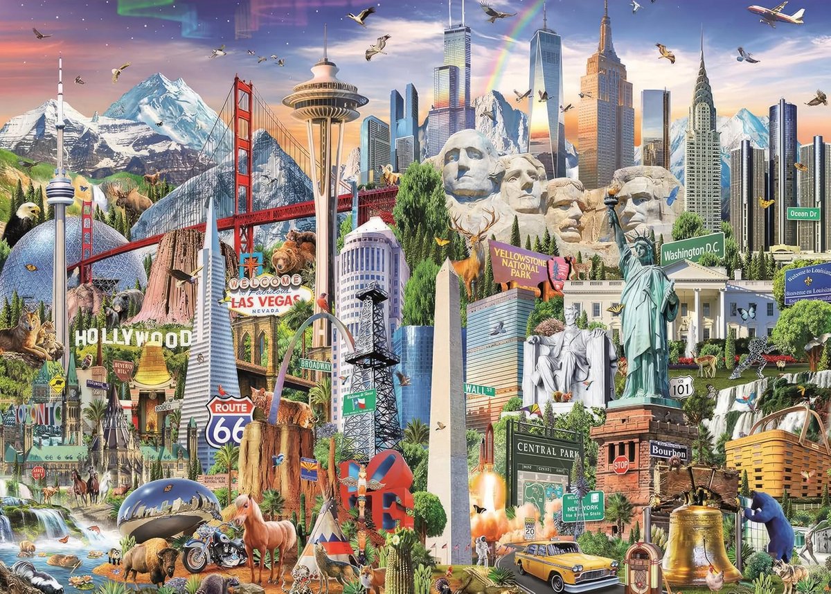 Puzzel 1000 Stukjes voor Volwassenen en Kinderen - Noord-Amerika Symbolen 70x50 cm