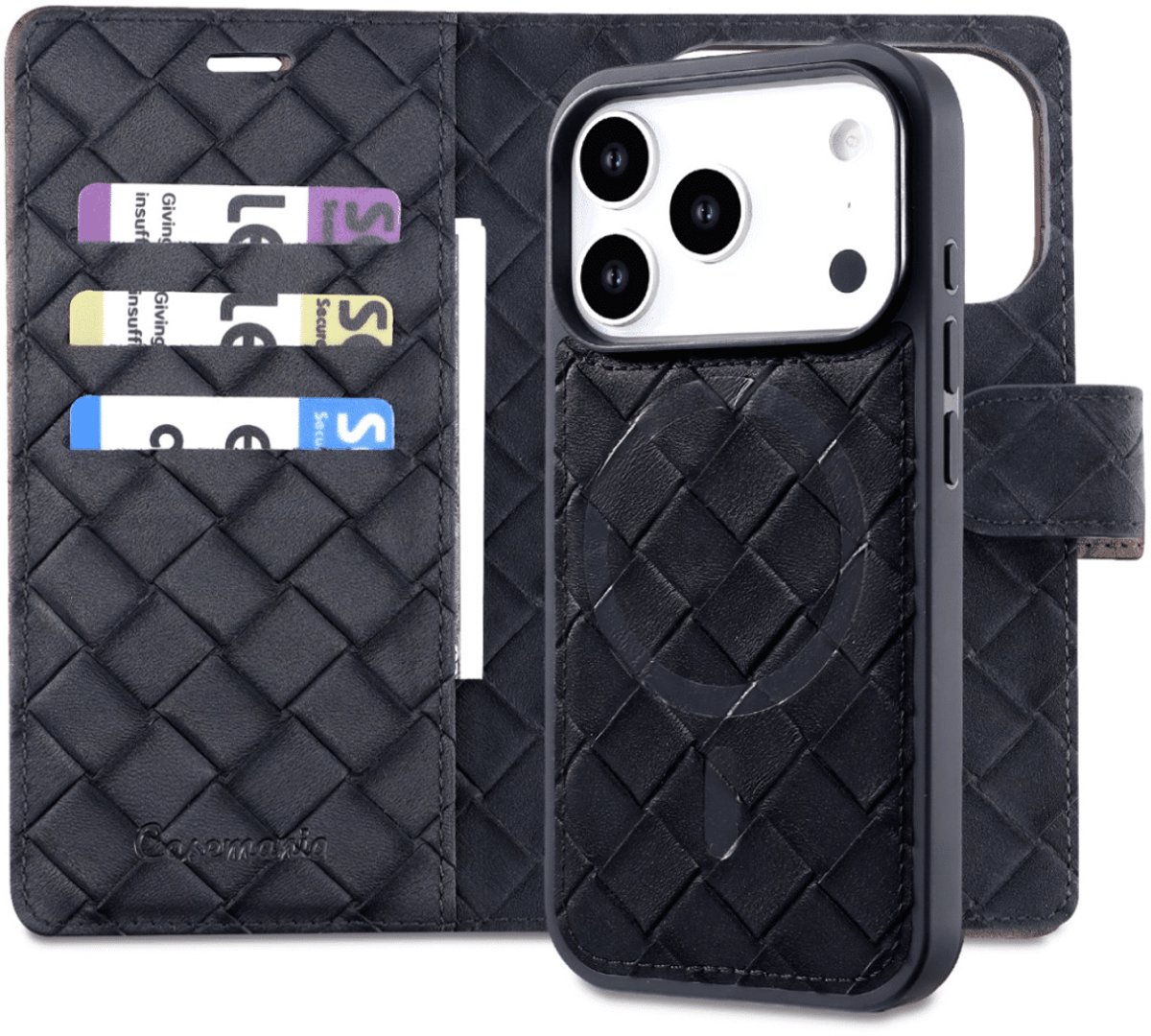 CaseMania - Bookcase 2-in-1 - MagSafe - iPhone 17 Pro Max - Zwart