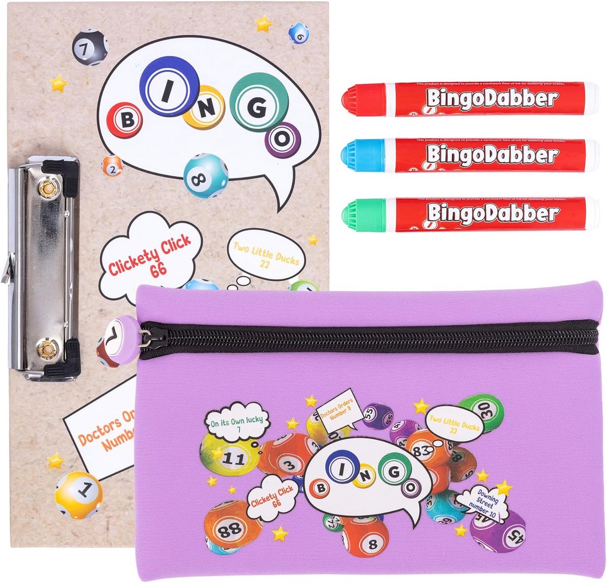 Complete Bingo Set met 3 Inktstiften, Bord en Opbergtas - Alles-in-één Cadeau