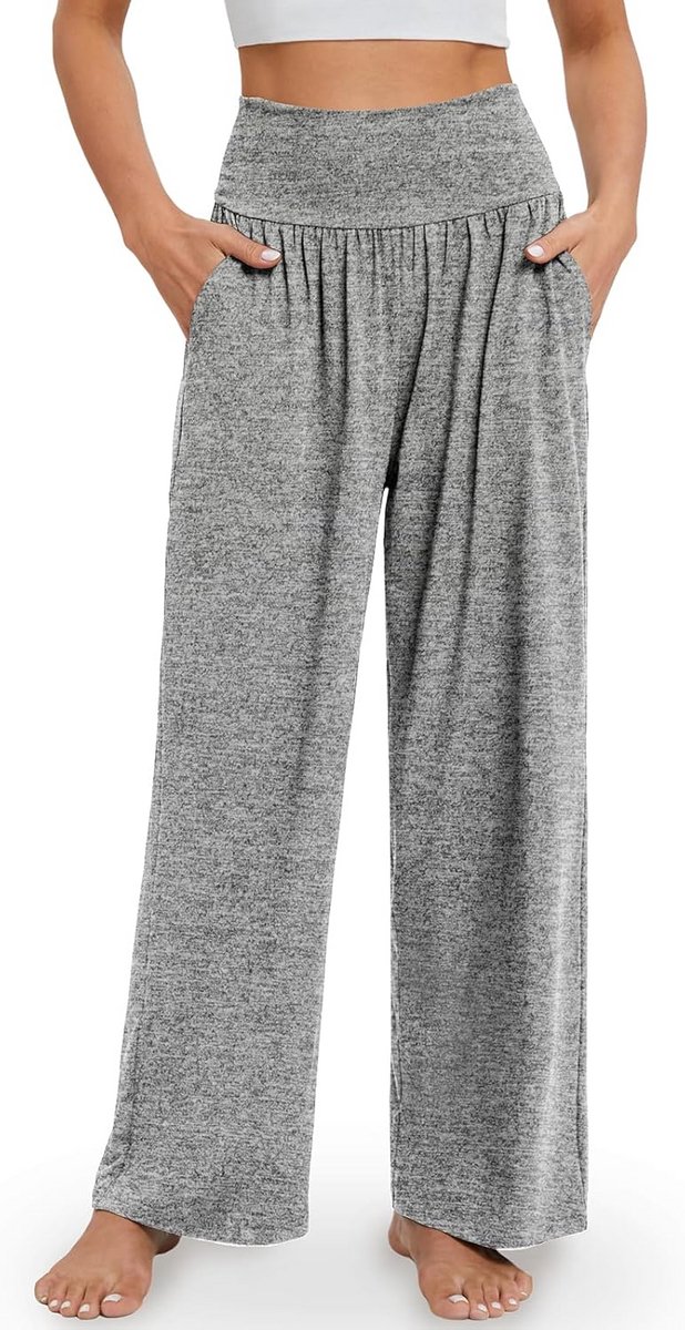 Losse Wide Leg Yoga Broek Dames Hoge Taille Comfortabele Loungewear met Zakken