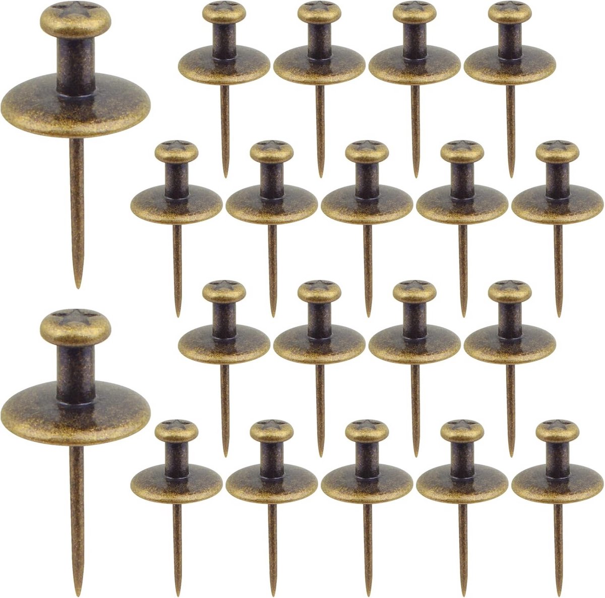 20x Grote Ronde Duimspijkers Kleur Brons voor Prikborden