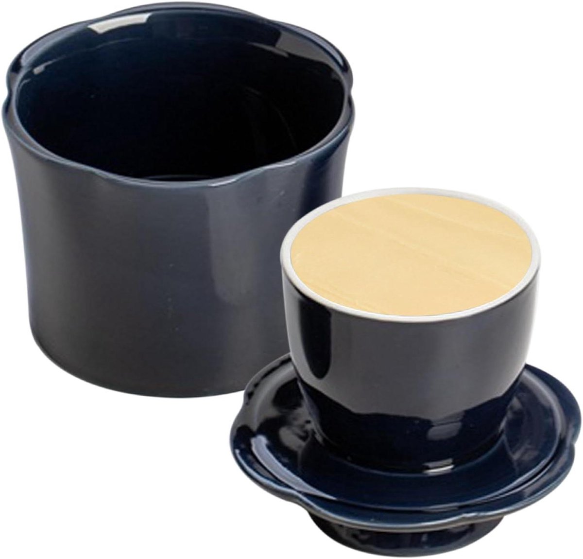 Keramische botervloot in donkerblauw - 150 ml - ideaal voor feestjes en verjaardagen