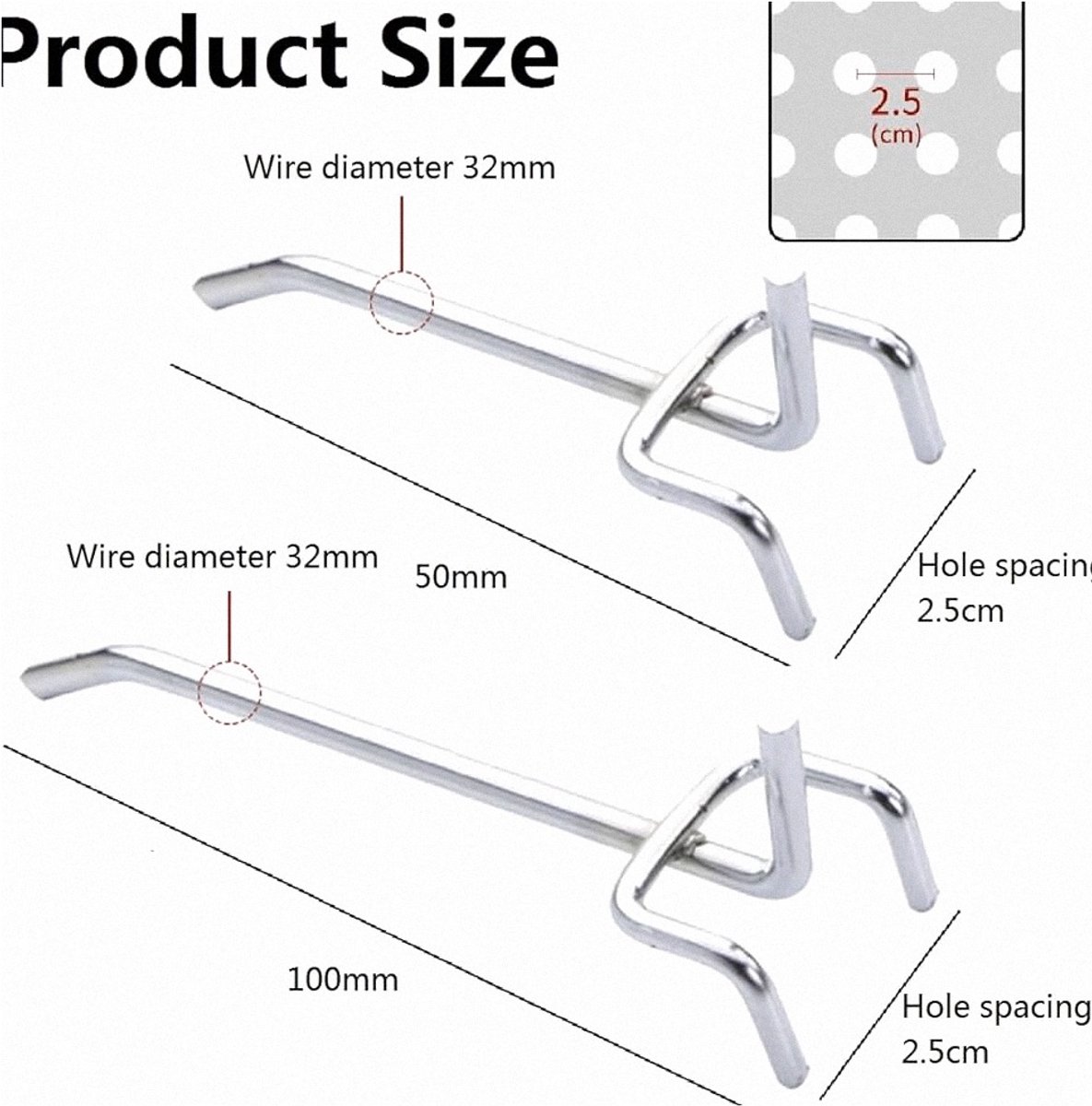 Gatenwand haken - Geperforeerde stalen accessoires - Set van 40 stuks