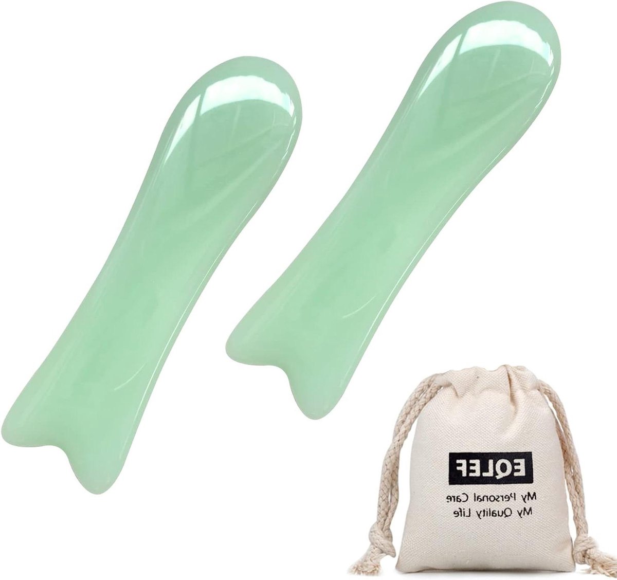 2 stuks Natuurlijke Jade Guasha Stenen - Visvormig Guasha Schraper voor Gezichtsmassage