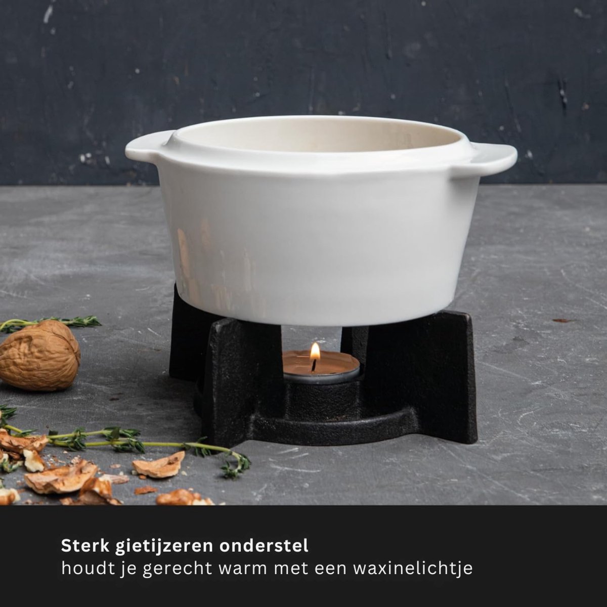 VH Supplies®Kaasfondue Pan - Caquelon - Elektrische Fonduepan - 15 x 13 x 14 cm - Porselein – foto 6