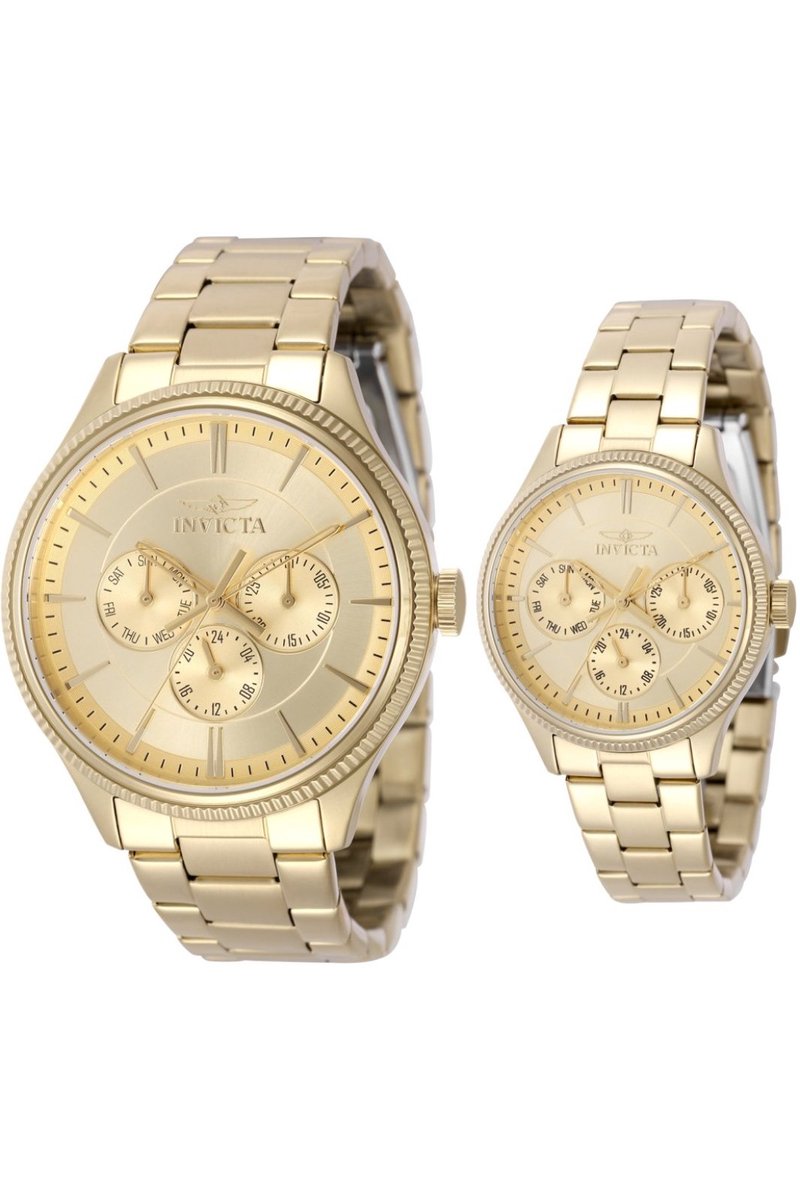 Invicta Specialty 49960 Horloge - Waterdicht - Analoog - Quartz Uurwerk - Roestvrij Staal met gouden Wijzerplaat - 42mm