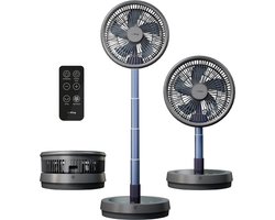 AirKing Ventilator staand draadloos Afstandsbediening - Tafelventilator 3in1 - Portable - Oplaadbaar - Ultra Stil - Timer - Statiefventilator - Vloerventilator - USB Ventilator - 8 standen