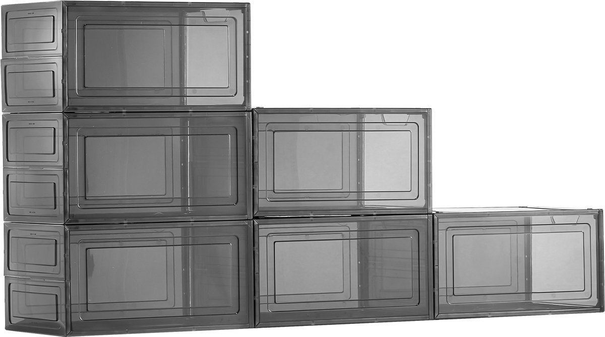 VEVOR 6 X Schoenenopbergdozen Schoenendoos US Maat 13 Transparant Zwart Stapelbaar