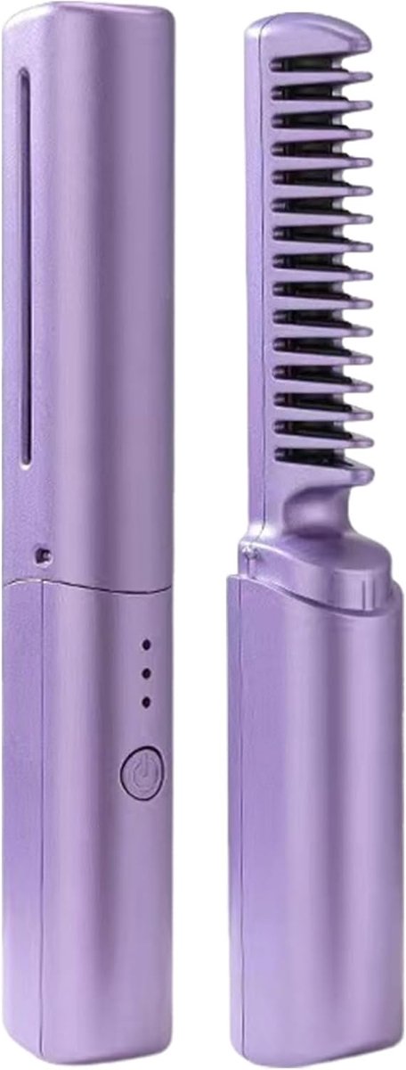Stijltang - Draadloze Stijltangborstel - Haarborstel Electrisch - Usb-Stijltangborstel - Draagbare, Draadloze Stijltangkam - Mini Reisstijltang Voor Steil Of Krullend Haar, Oplaadbare Borstel Voor Dames En Heren