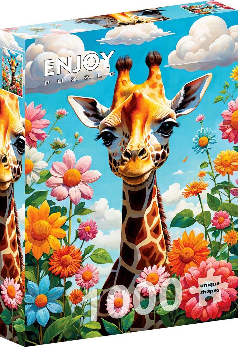 Puzzel 1000 stukjes met schattige giraf illustratie