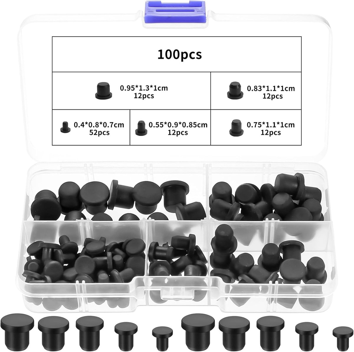 Glazen Tafel Bumpers - Zwarte Rubberen Meubel Buffers met Pin - Antislip en Schokabsorberend - Zachte Siliconen Beschermers - 100 stuks - 5 maten - van Imperatoris