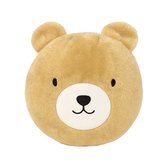 BEREND - sierkussen Ø30 cm - rond - beer - Brown Rice - bruin