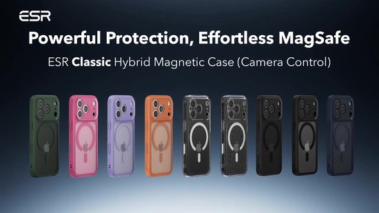ESR Hoesje Geschikt voor iPhone 17 Pro Max - Classic Hybrid HaloLock - Compatibel met MagSafe / Qi2 - Back Cover met Magneet - Camera Control - Blauw