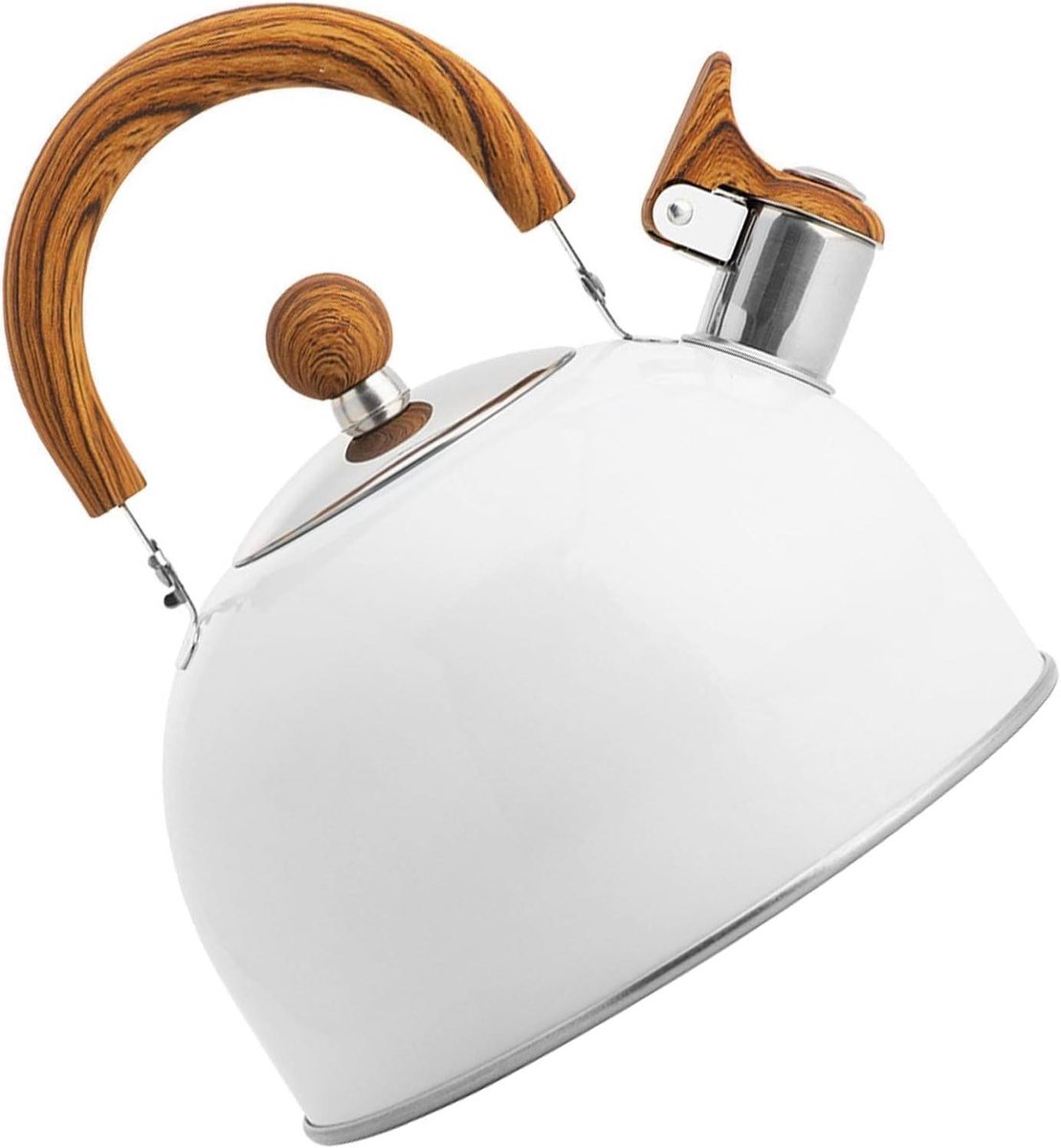 Theeketel - 2.5L - Fluitend - Inductie - Wit met Crèmekleurige Theepot
