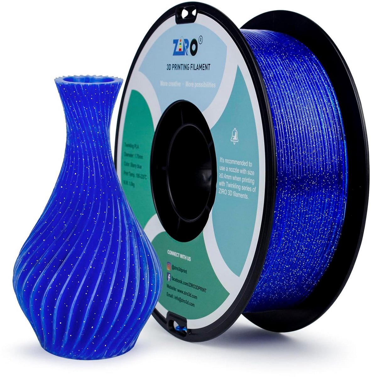 Glinsterend Blauw PLA 1.75mm 3D Printer Filament 1kg