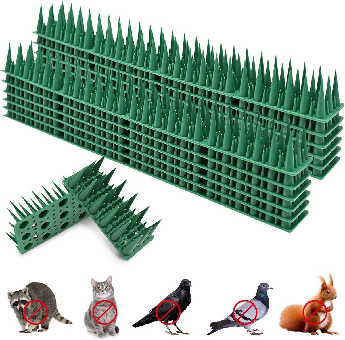 Duivenafweer spikes set van 12 stuks - 4,8 meter kunststof vogelafweer - voor balkon, dak, raam, tuinpad - duivenbescherming, vogelverschrikker, kattenverschrikker.