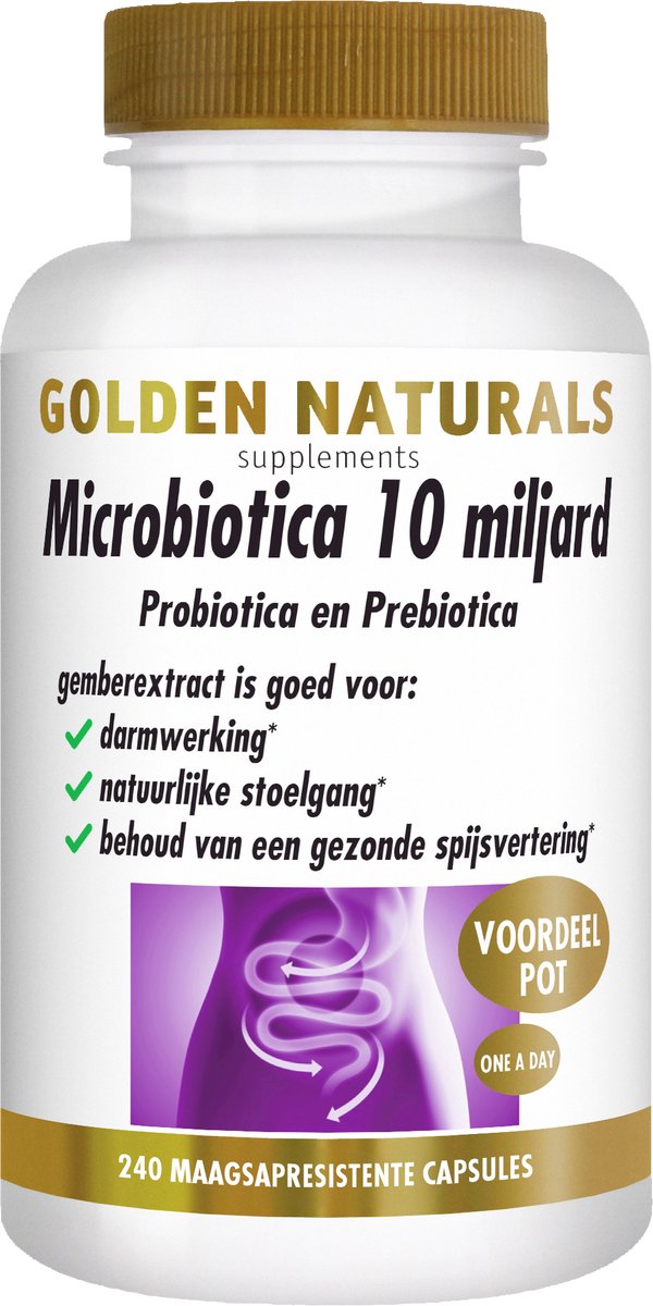 Golden Naturals Microbiotica 10 miljard (240 veganistische maagsapresistente capsules)