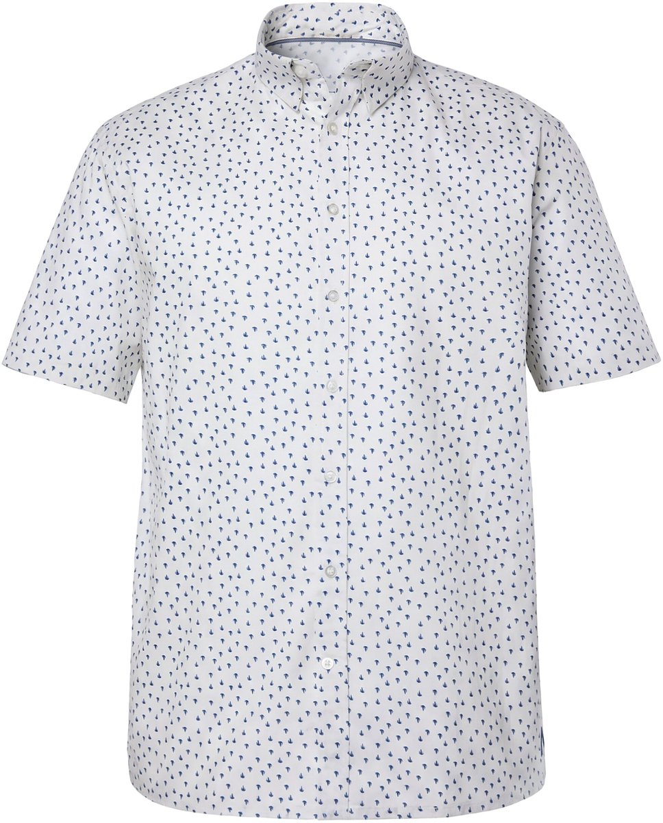 Men Plus - Heren - overhemd korte mouwen kentkraag minimalistisch motief tot 8XL - Lichtblauwgrijs - Maat L
