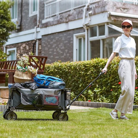 Core® Strandkar - Bolderkar Opvouwbaar -Boodschappenwagen Met Handige Opbergruimtes – Grijs - 89cm x 48cm x 94cm — afbeelding 3