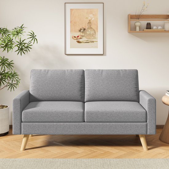 Canapé 2 places Bealife AR73 – Canapé compact en tissu avec ressorts et rembourrage en mousse de haute qualité – Gris clair